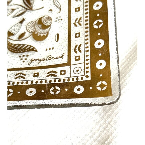 Georges Briard 3 Piece Clear Glass & Gold Plated Decorative Tray Set - Picture 2 of 16